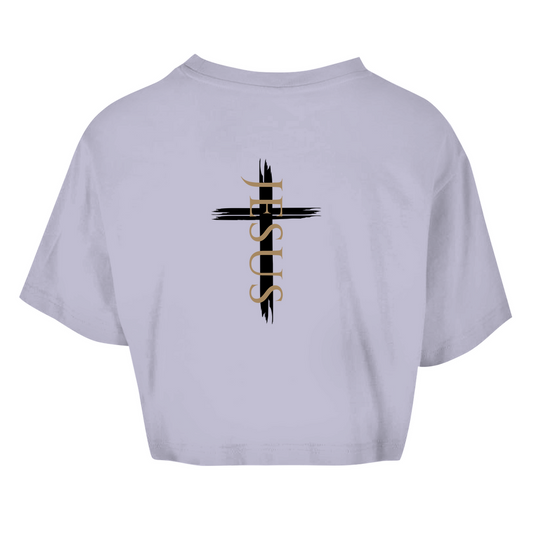 Damen Oversize Crop Top "Jesus Kreuz" - by-grace.store