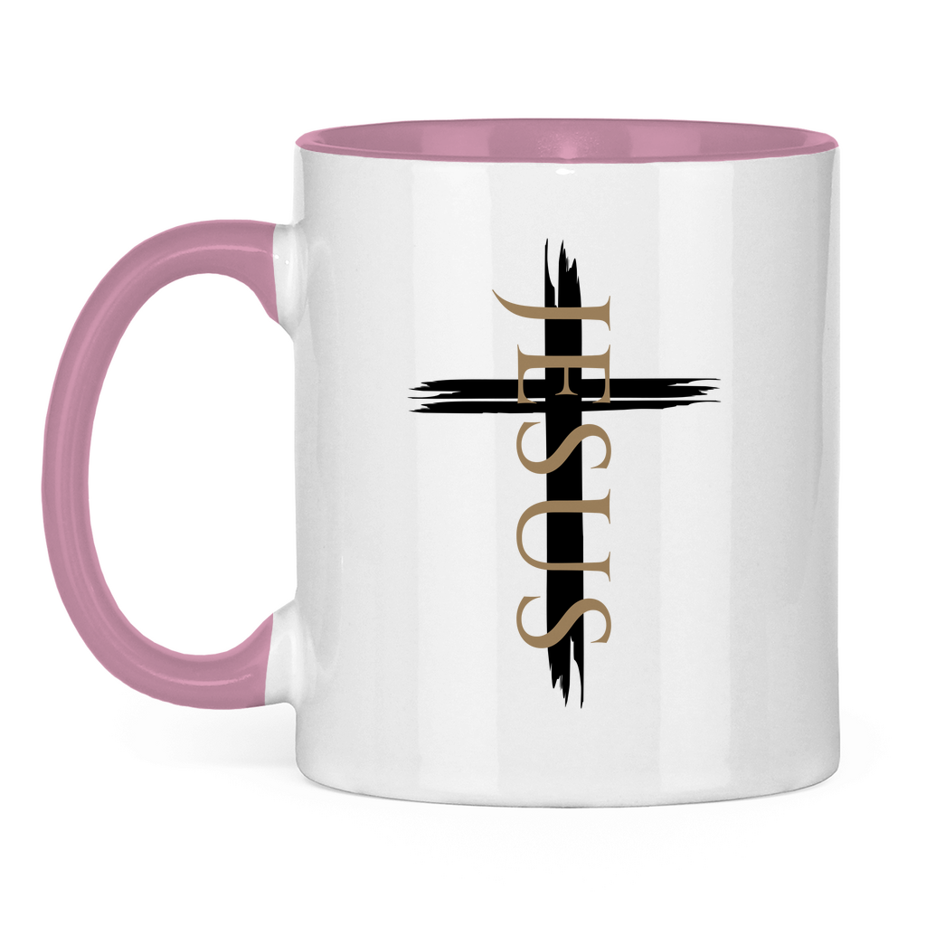 zweifarbige Keramiktasse "Jesus Kreuz" - by-grace.store