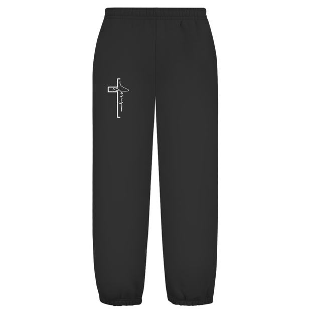 Oversize Fluffy Sweatpants "Jesus Cross" - by-grace.store