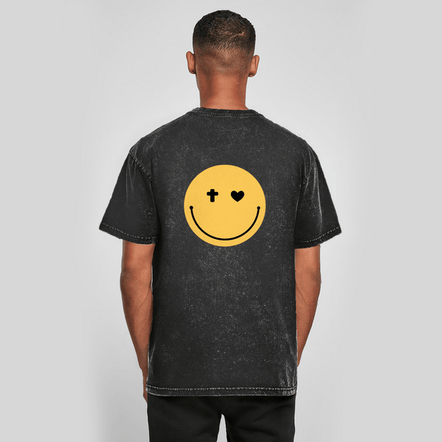 Oversize Washed T-Shirt "Smiley" - by-grace.store