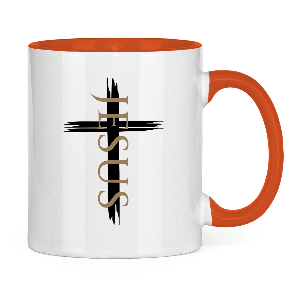 zweifarbige Keramiktasse "Jesus Kreuz" - by-grace.store