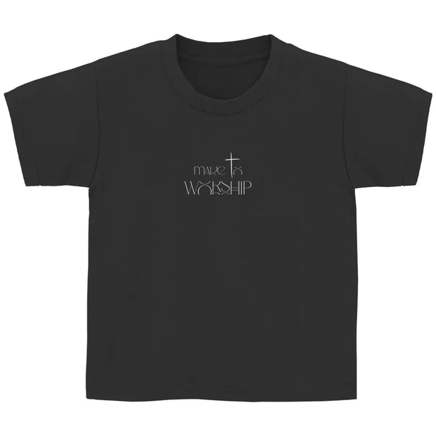 Kinder T-Shirt „Made to Worship“ – Christliches Musik-Shirt mit Kreuz & Klaviertasten | byGraceStore