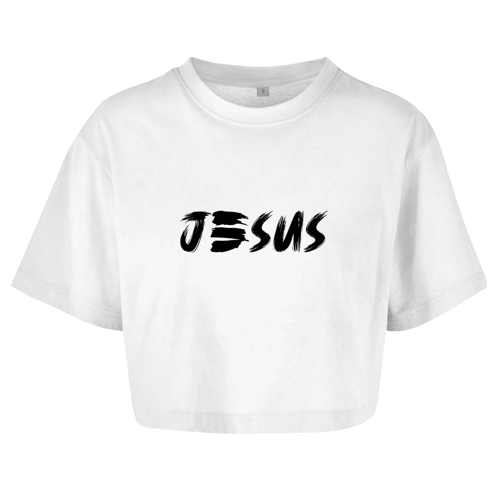 Damen Oversize Crop Top "JESUS" - by-grace.store