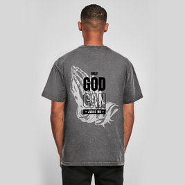 Oversize Washed T-Shirt „Judge Me“ – Christliches Statement Shirt
