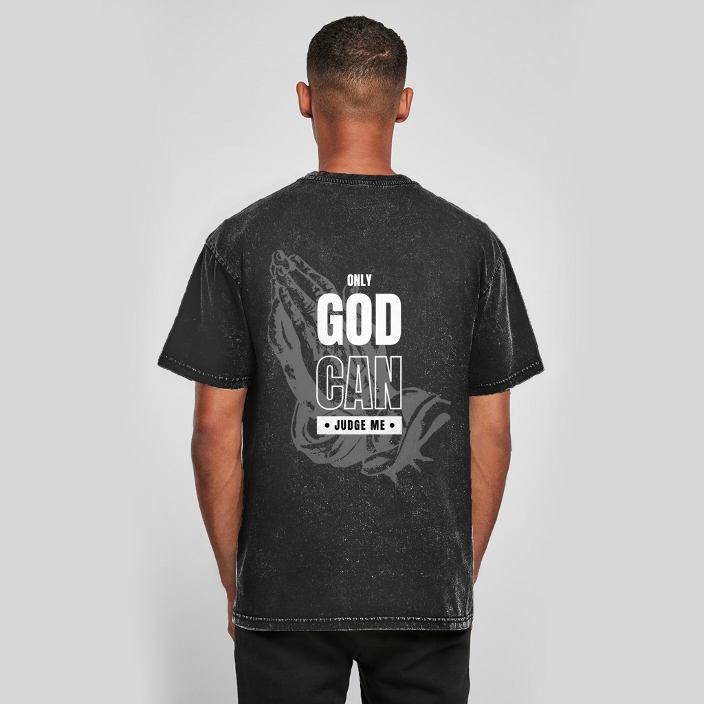 Oversize Washed T-Shirt „Judge Me“ – Christliches Statement Shirt