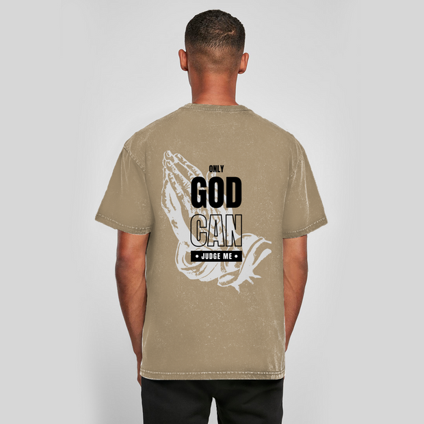 Oversize Washed T-Shirt „Judge Me“ – Christliches Statement Shirt