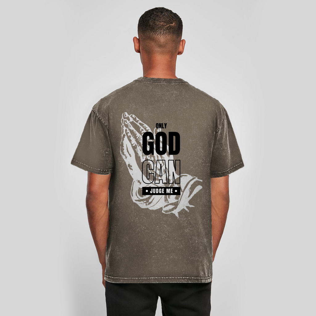 Oversize Washed T-Shirt „Judge Me“ – Christliches Statement Shirt
