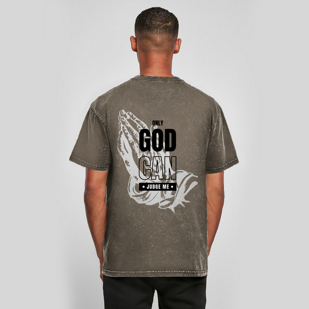 Oversize Washed T-Shirt „Judge Me“ – Christliches Statement Shirt