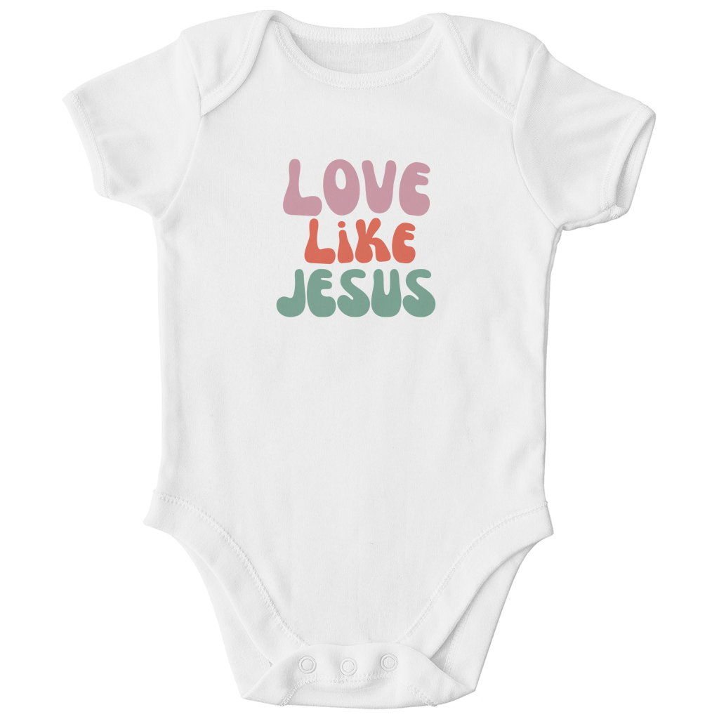 Kinder Bio Body „Love Like Jesus“ – Christlicher Baby Body aus Bio-Baumwolle | by-grace.store