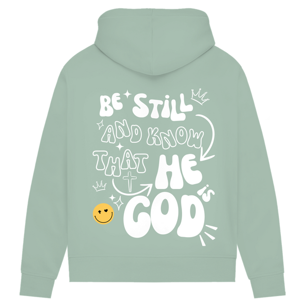Damen Premium Bio Hoodie "He is God"
