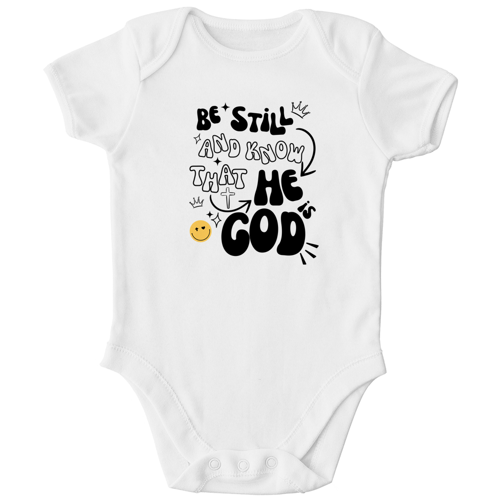 Kinder Bio Body „He is God“ – Christlicher Baby Body aus Bio-Baumwolle | by-grace.store