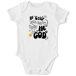 Kinder Bio Body „He is God“ – Christlicher Baby Body aus Bio-Baumwolle | by-grace.store