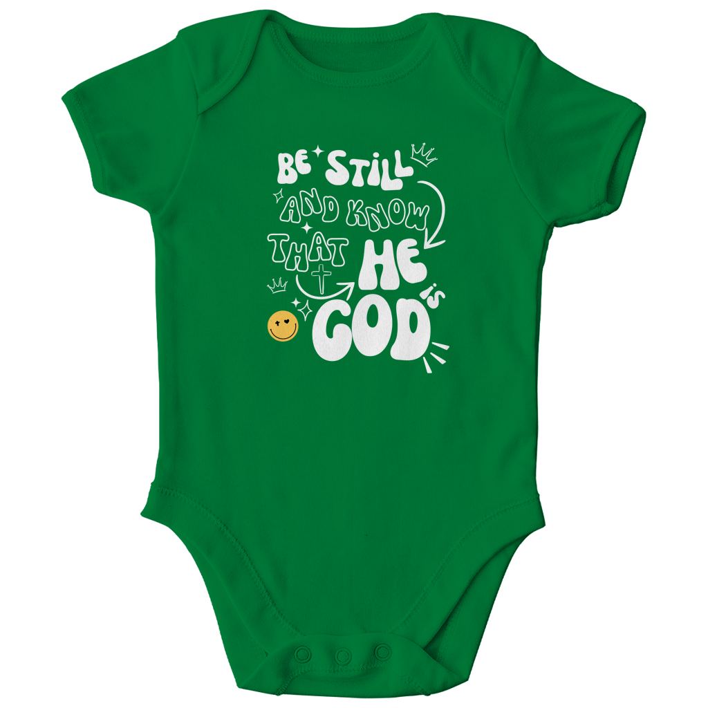 Kinder Bio Body „He is God“ – Christlicher Baby Body aus Bio-Baumwolle | by-grace.store