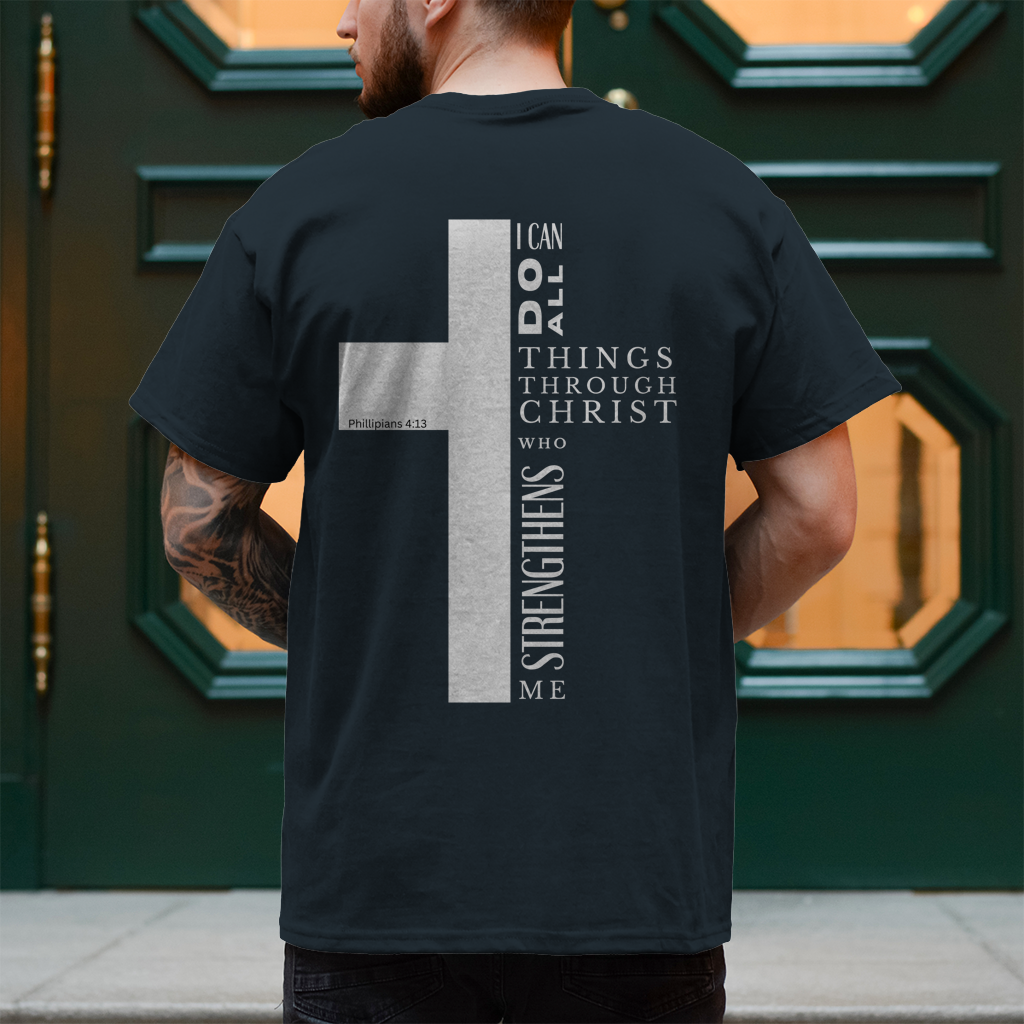 Christliches Herren T-Shirt „I Can Do All“ – Philipper 4,13 Faith Shirt