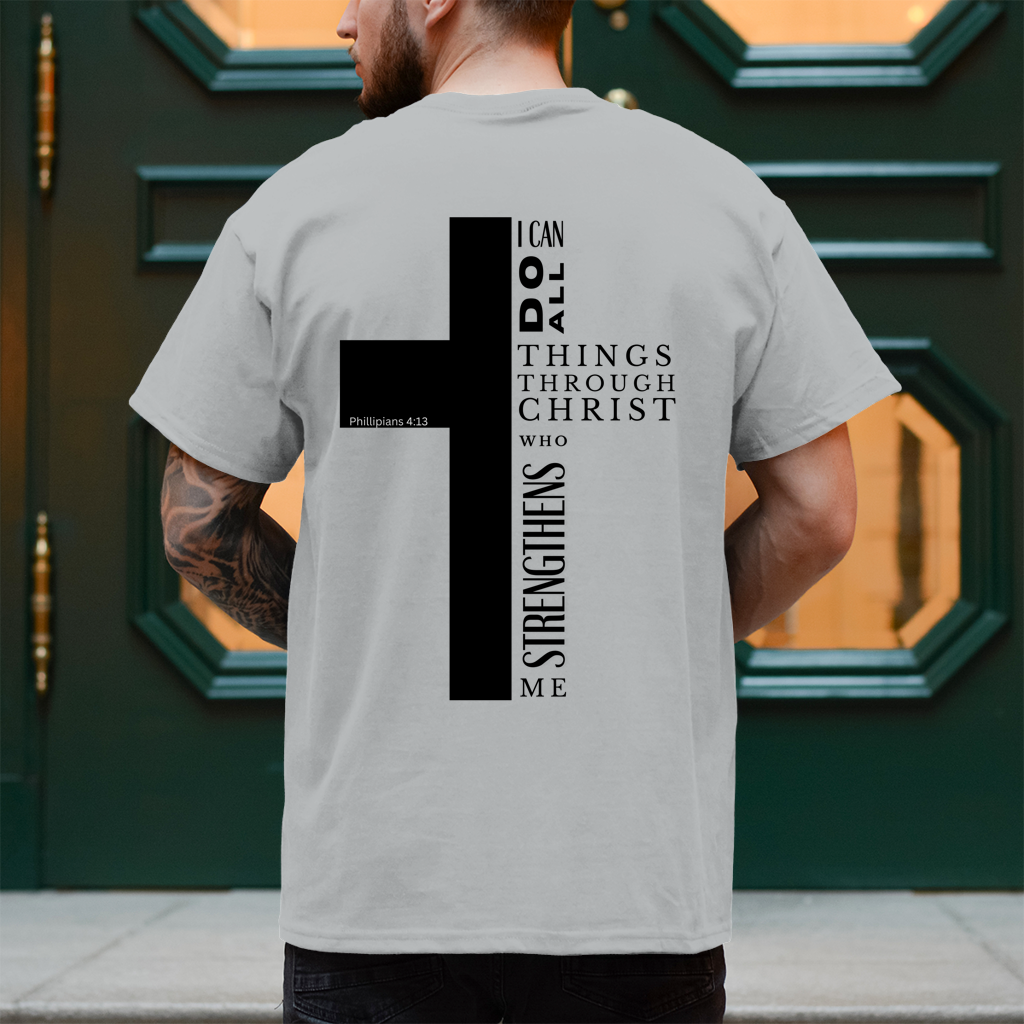 Christliches Herren T-Shirt „I Can Do All“ – Philipper 4,13 Faith Shirt