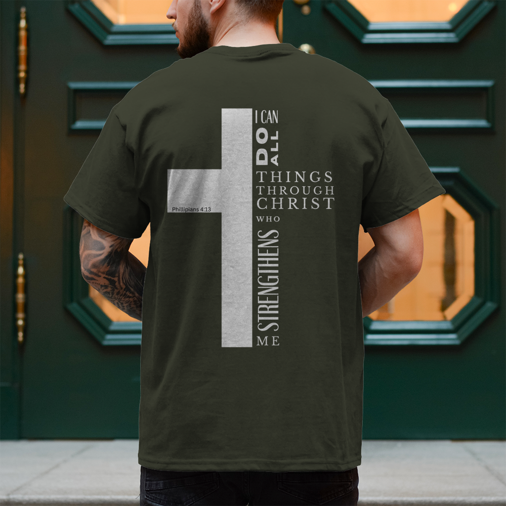 Christliches Herren T-Shirt „I Can Do All“ – Philipper 4,13 Faith Shirt