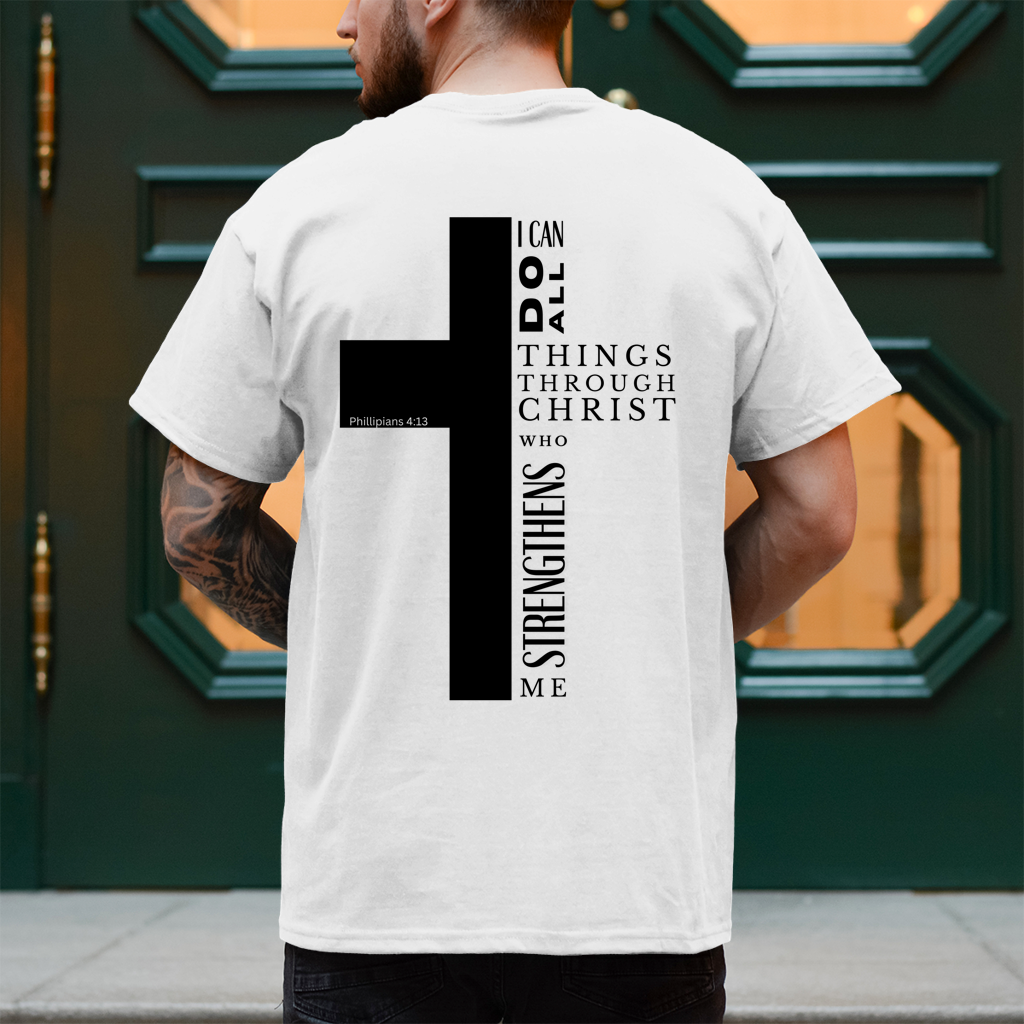 Christliches Herren T-Shirt „I Can Do All“ – Philipper 4,13 Faith Shirt