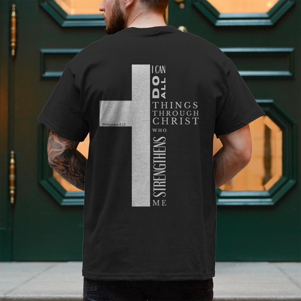 Christliches Herren T-Shirt „I Can Do All“ – Philipper 4,13 Faith Shirt