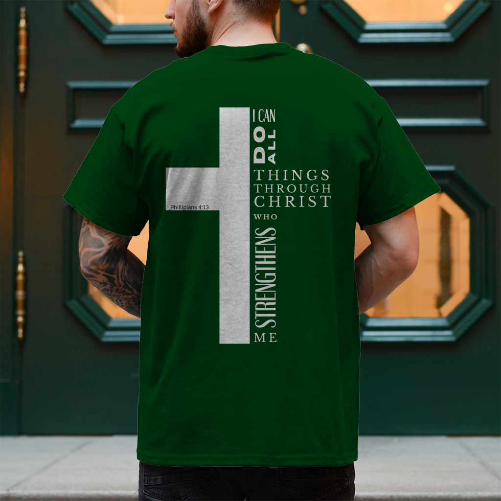 Christliches Herren T-Shirt „I Can Do All“ – Philipper 4,13 Faith Shirt