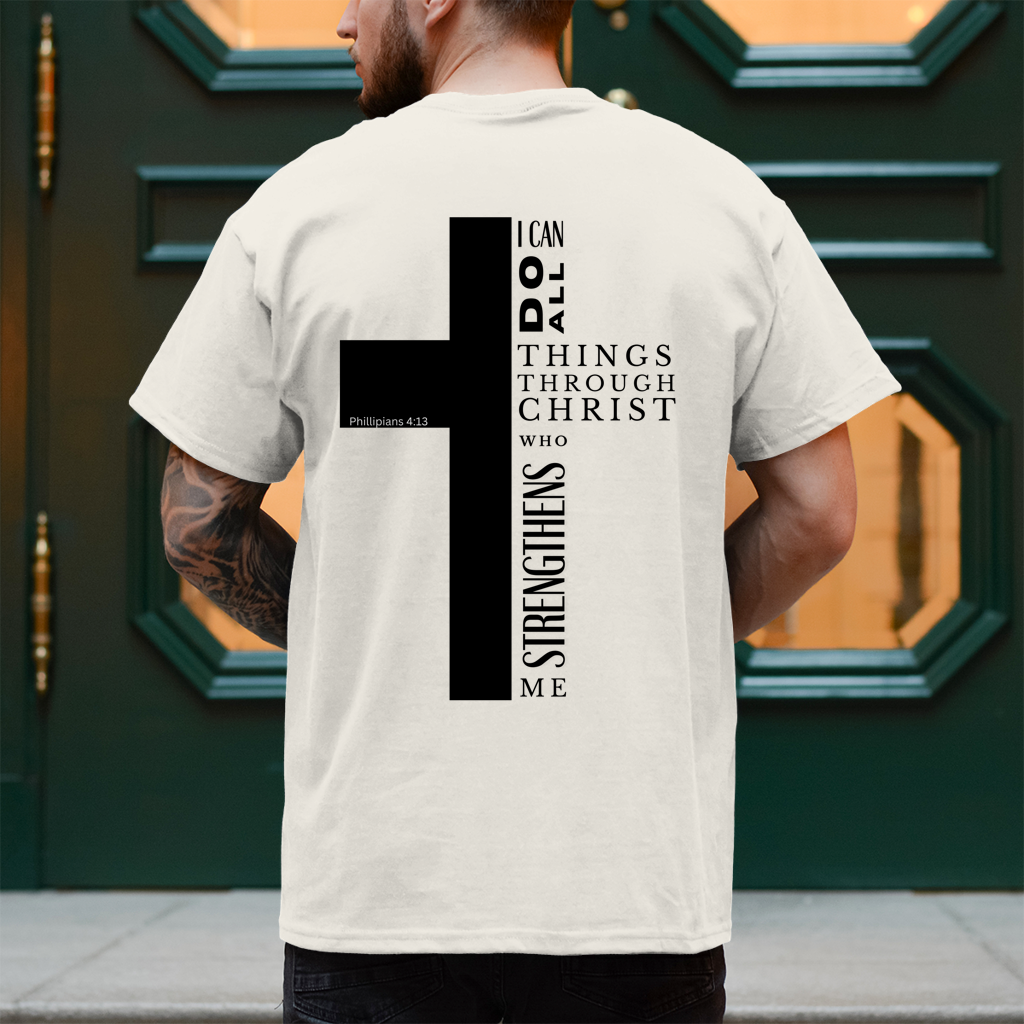 Christliches Herren T-Shirt „I Can Do All“ – Philipper 4,13 Faith Shirt