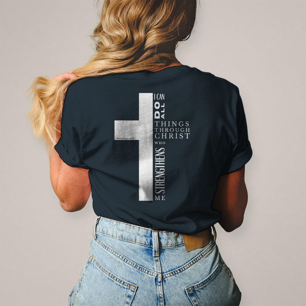 Christliches Damen T-Shirt „I Can Do All“ – Philipper 4,13 Faith Shirt