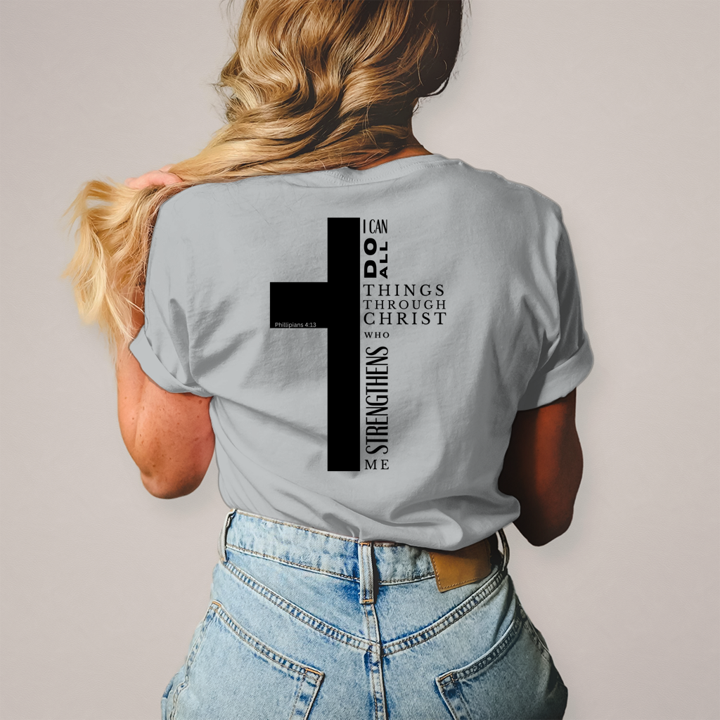 Christliches Damen T-Shirt „I Can Do All“ – Philipper 4,13 Faith Shirt