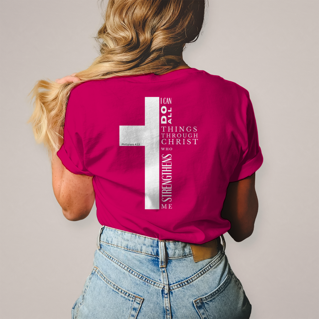 Christliches Damen T-Shirt „I Can Do All“ – Philipper 4,13 Faith Shirt