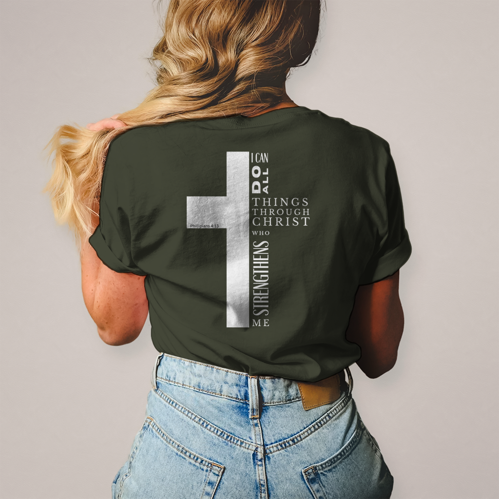 Christliches Damen T-Shirt „I Can Do All“ – Philipper 4,13 Faith Shirt