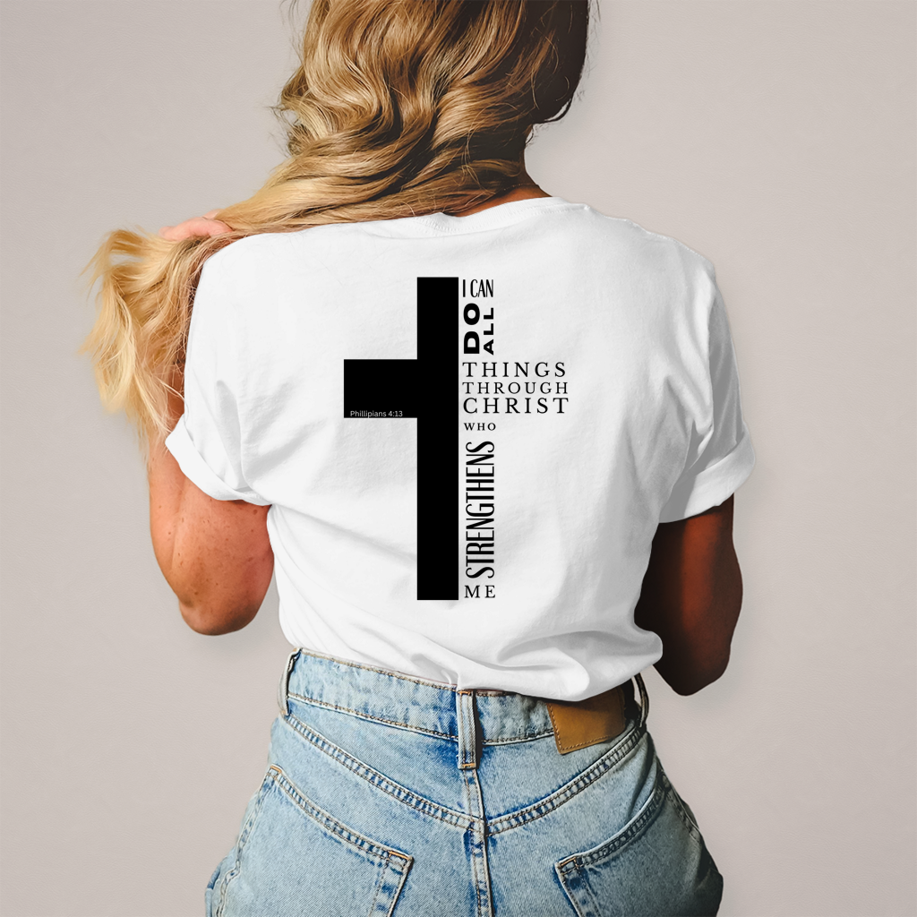 Christliches Damen T-Shirt „I Can Do All“ – Philipper 4,13 Faith Shirt