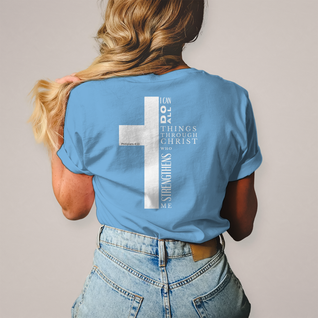 Christliches Damen T-Shirt „I Can Do All“ – Philipper 4,13 Faith Shirt