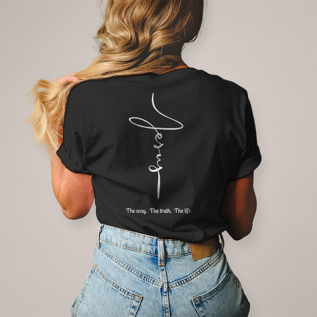 Jesus T-Shirt Damen – Christliches Baumwollshirt mit Kreuz-Motiv