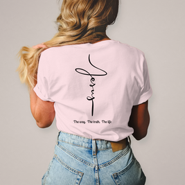 Jesus T-Shirt Damen – Christliches Baumwollshirt mit Kreuz-Motiv