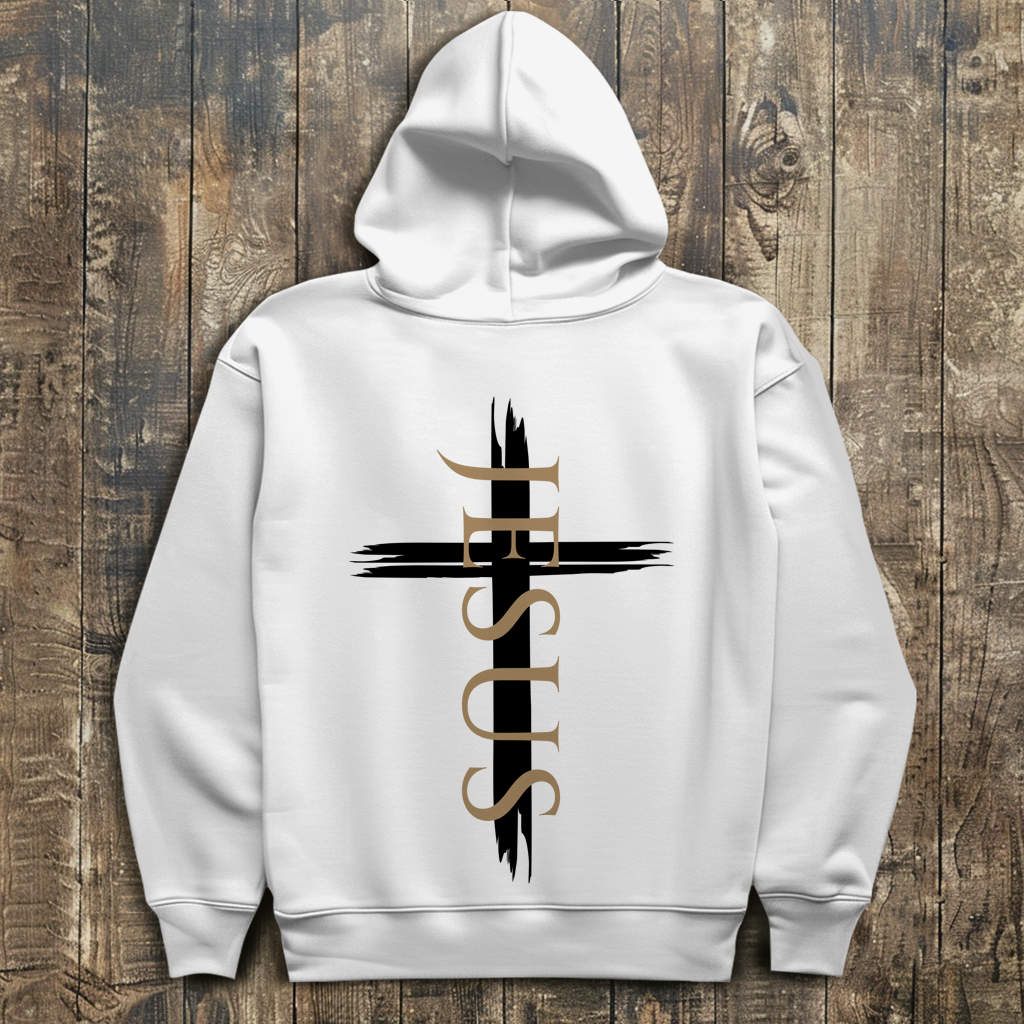 Herren Hoodie „Jesus Kreuz“ – Christlicher Kapuzenpullover mit Kreuz | by-grace.store