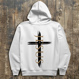 Herren Hoodie „Jesus Kreuz“ – Christlicher Kapuzenpullover mit Kreuz | by-grace.store