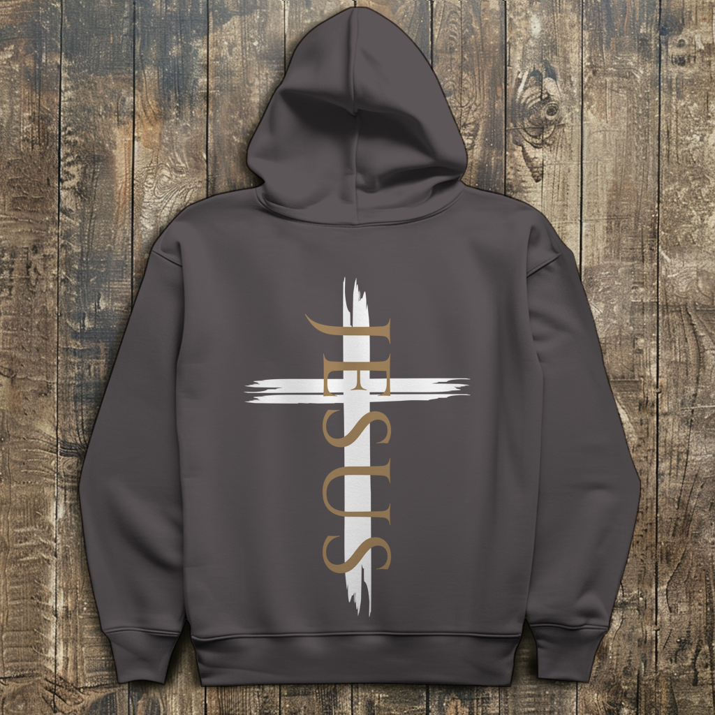 Herren Hoodie „Jesus Kreuz“ – Christlicher Kapuzenpullover mit Kreuz | by-grace.store