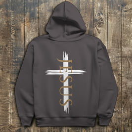 Herren Hoodie „Jesus Kreuz“ – Christlicher Kapuzenpullover mit Kreuz | by-grace.store