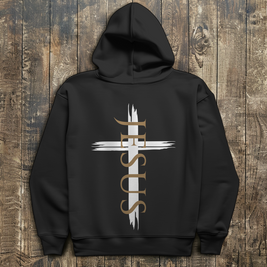 Herren Hoodie „Jesus Kreuz“ – Christlicher Kapuzenpullover mit Kreuz | by-grace.store
