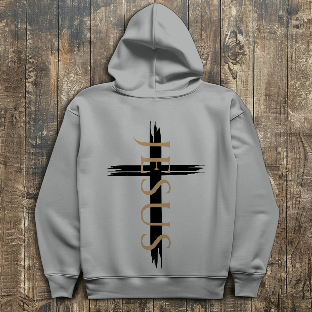 Herren Hoodie „Jesus Kreuz“ – Christlicher Kapuzenpullover mit Kreuz | by-grace.store