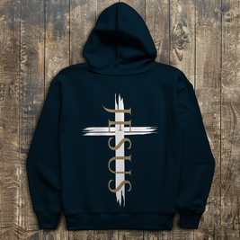 Herren Hoodie „Jesus Kreuz“ – Christlicher Kapuzenpullover mit Kreuz | by-grace.store