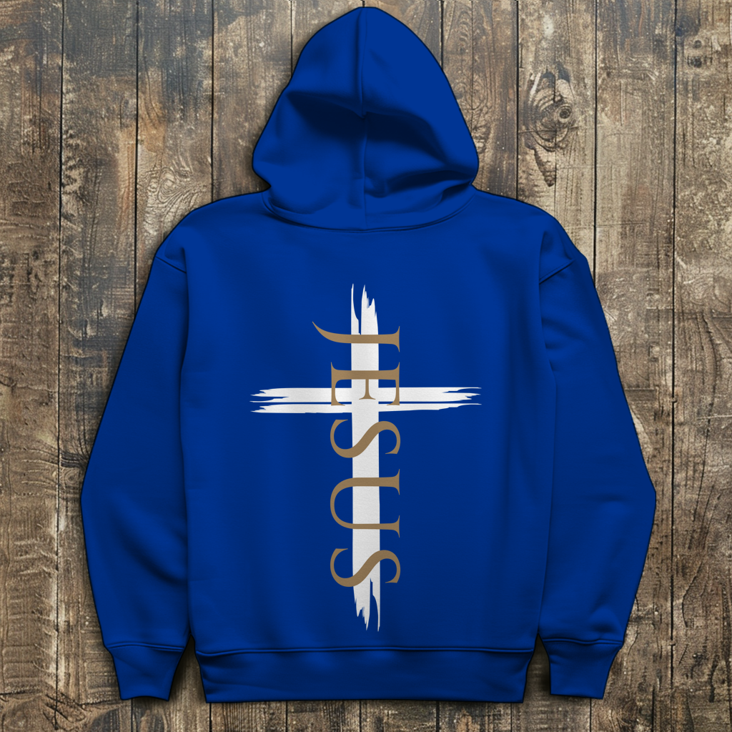 Herren Hoodie „Jesus Kreuz“ – Christlicher Kapuzenpullover mit Kreuz | by-grace.store