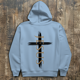 Herren Hoodie „Jesus Kreuz“ – Christlicher Kapuzenpullover mit Kreuz | by-grace.store