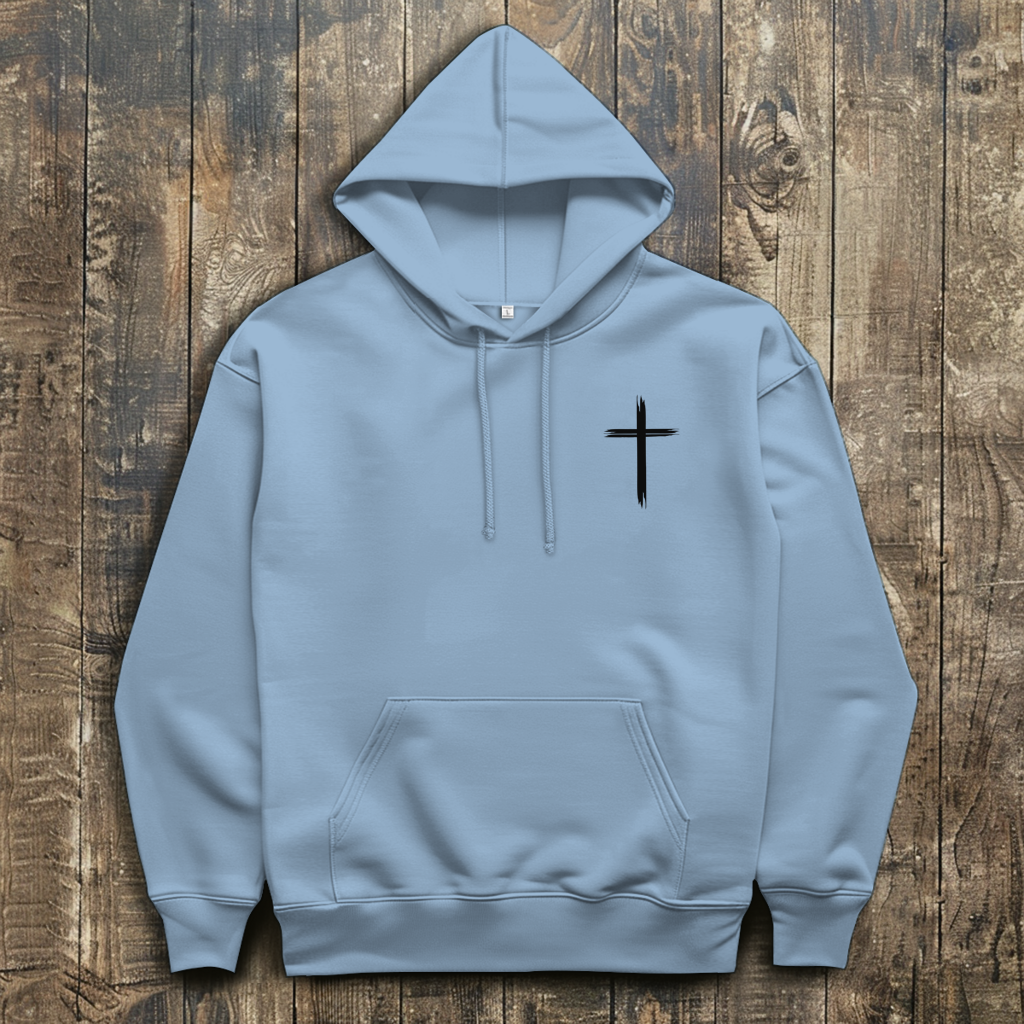 Herren Hoodie „Jesus Kreuz“ – Christlicher Kapuzenpullover mit Kreuz | by-grace.store
