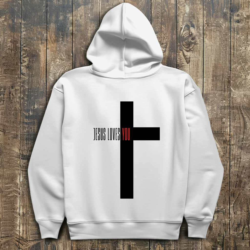 Herren Hoodie „Jesus Loves You“ | Christlicher Hoodie mit Kreuz & Glaubensbotschaft