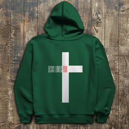 Herren Hoodie „Jesus Loves You“ | Christlicher Hoodie mit Kreuz & Glaubensbotschaft