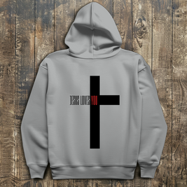 Herren Hoodie „Jesus Loves You“ | Christlicher Hoodie mit Kreuz & Glaubensbotschaft