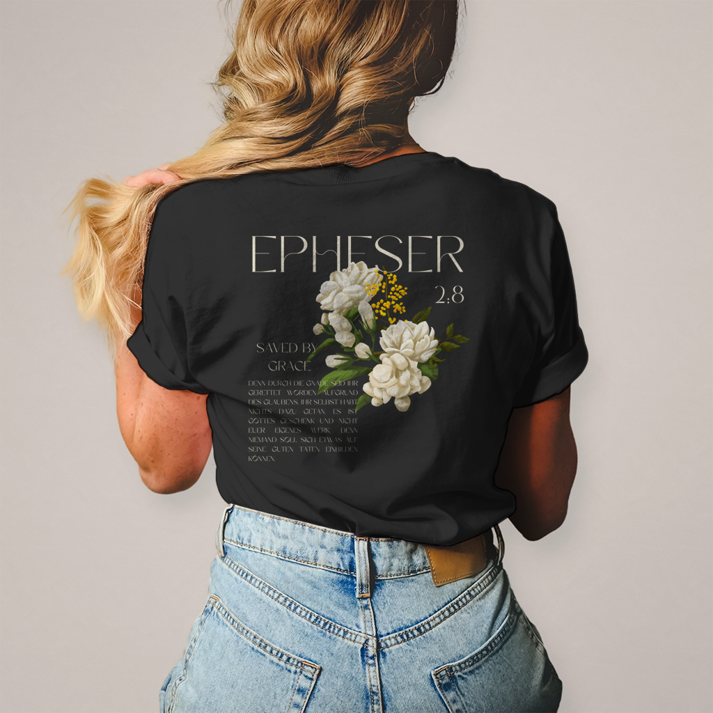 Christliches Damen T-Shirt „Saved“ – Bibelvers Shirt Frauen | Baumwolle | by Grace