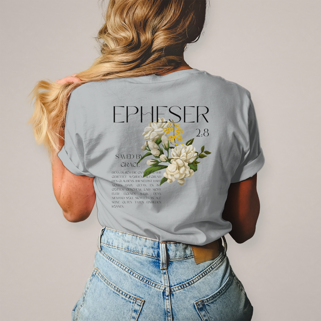 Christliches Damen T-Shirt „Saved“ – Bibelvers Shirt Frauen | Baumwolle | by Grace
