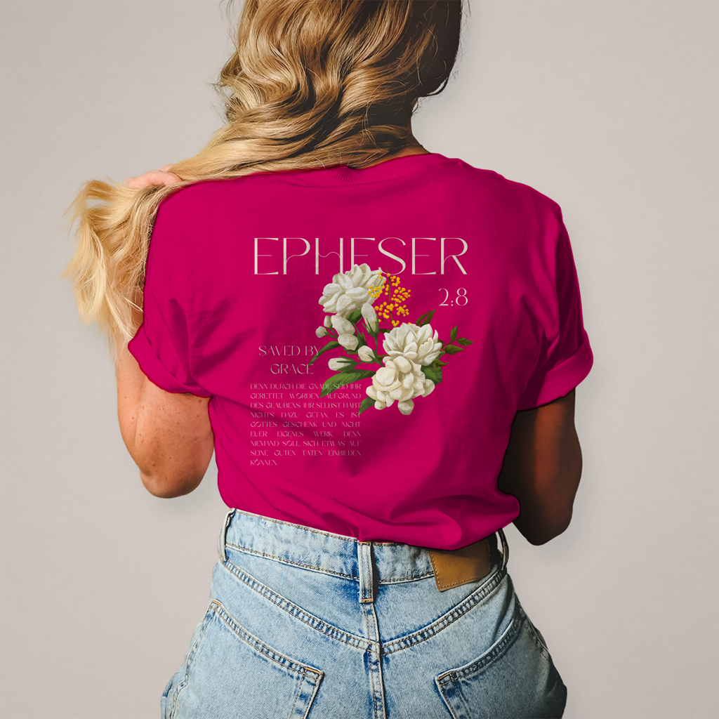 Christliches Damen T-Shirt „Saved“ – Bibelvers Shirt Frauen | Baumwolle | by Grace