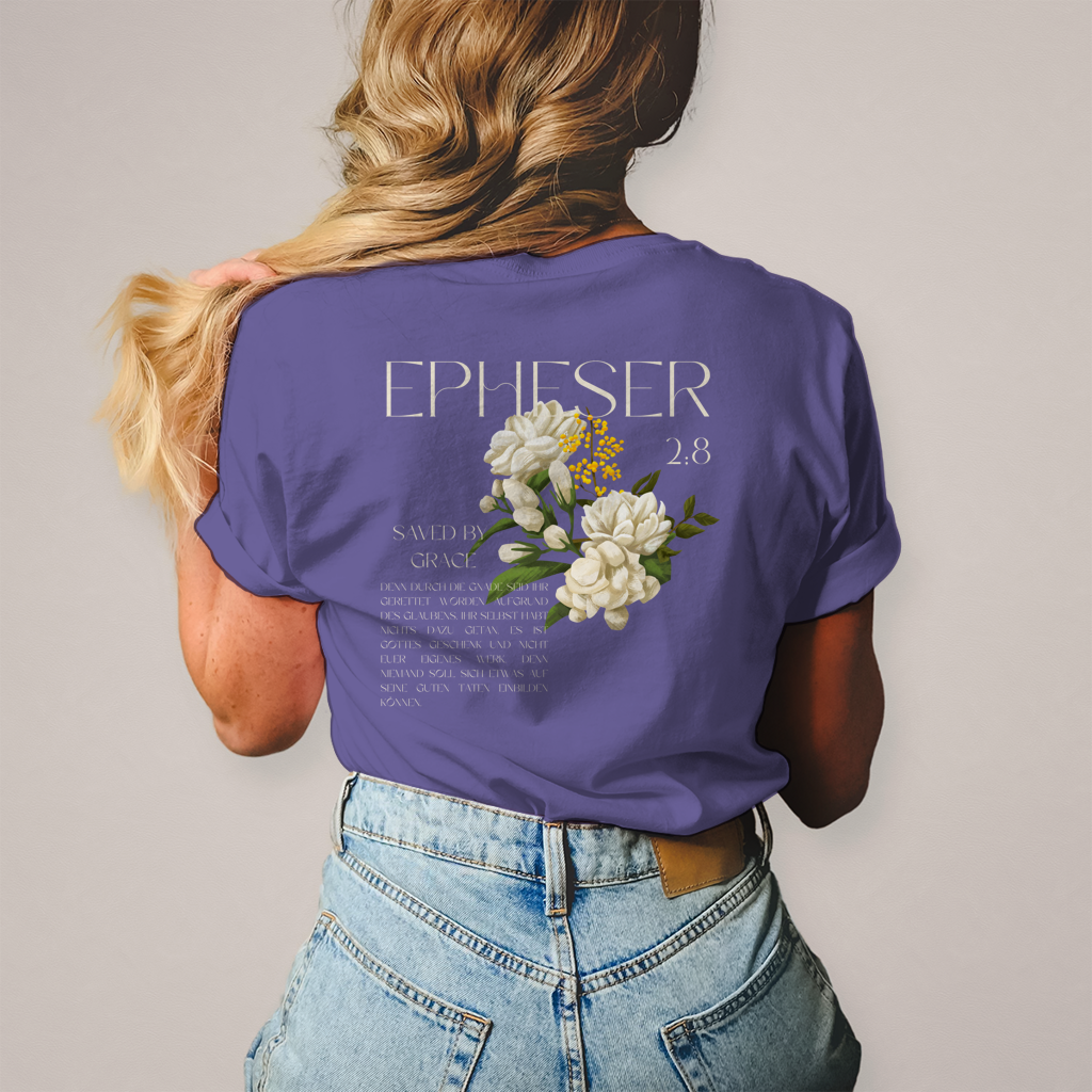 Christliches Damen T-Shirt „Saved“ – Bibelvers Shirt Frauen | Baumwolle | by Grace