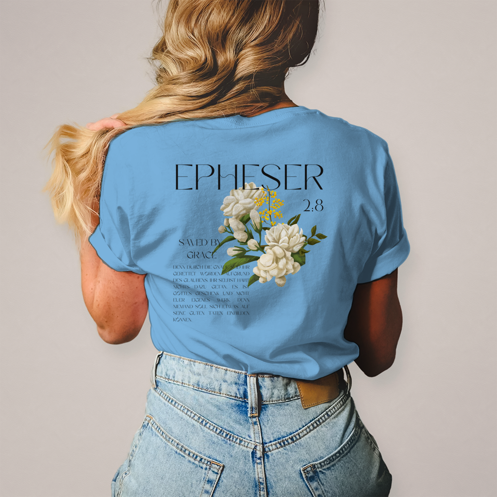 Christliches Damen T-Shirt „Saved“ – Bibelvers Shirt Frauen | Baumwolle | by Grace